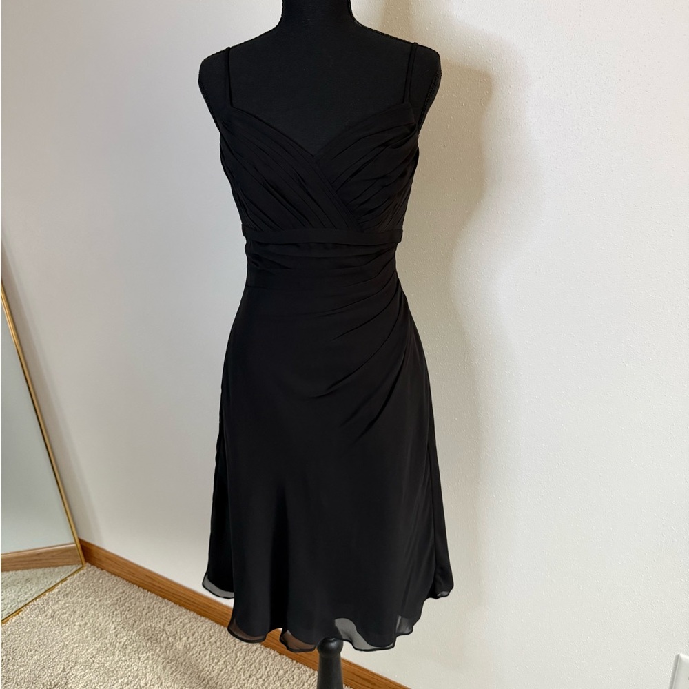 Vintage Y2K ALYCE Designs Black Chiffon Ruched Formal Dress Size 4 - Picture 11 of 14